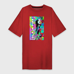 Женская футболка-платье Ким Джису - блэк пинк - музыка