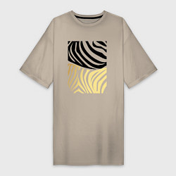 Женская футболка-платье Принт зебра черно- золотой