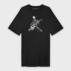 Женская футболка-платье Скелет с электрогитарой