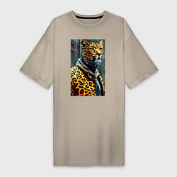 Женская футболка-платье Крутой леопард житель мегаполиса