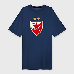 Футболка женская-платье Црвена звезда сербия, цвет: тёмно-синий