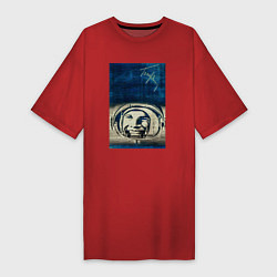 Футболка женская-платье Космонавт номер один, цвет: красный