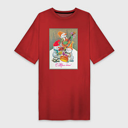 Женская футболка-платье Снеговики музыканты