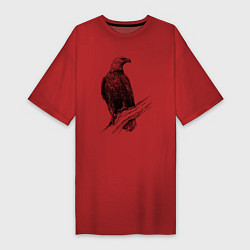Футболка женская-платье Орёл на ветке, цвет: красный