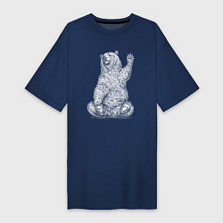 Женская футболка-платье Медведь сидит машет