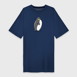 Футболка женская-платье Мультяшный пингвин сбоку, цвет: тёмно-синий