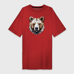Женская футболка-платье Медведь полигональный