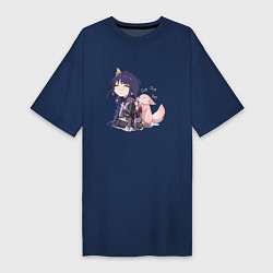 Женская футболка-платье Шогун Райден и лисичка Мико