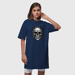 Футболка женская-платье Skull on fire from napalm 696, цвет: тёмно-синий — фото 2