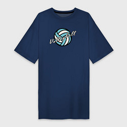 Футболка женская-платье Azure volleyball, цвет: тёмно-синий