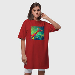 Футболка женская-платье Жираф кубизм, цвет: красный — фото 2