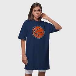 Футболка женская-платье Оранжевый мяч, цвет: тёмно-синий — фото 2