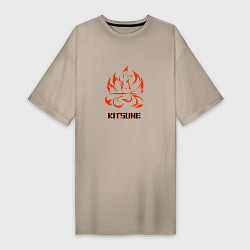 Женская футболка-платье Огненная лисица-демон
