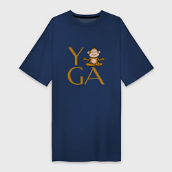 Женская футболка-платье Йога - обезьяна
