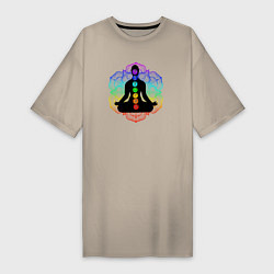 Женская футболка-платье Символ йоги - символы чакры