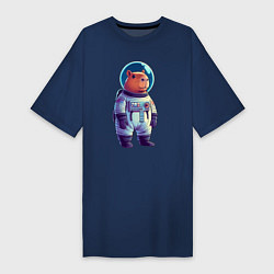 Женская футболка-платье Капибара бравый космонавт