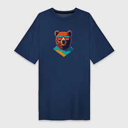 Женская футболка-платье Медведь в солнечных очках