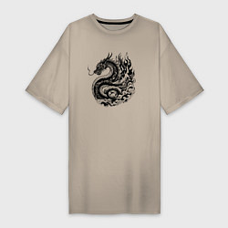 Женская футболка-платье Японский дракон - ирезуми