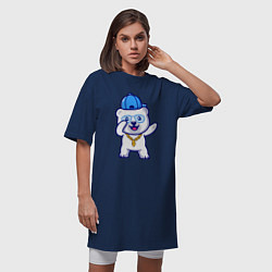 Футболка женская-платье Хип-хоп медведь, цвет: тёмно-синий — фото 2