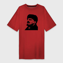 Футболка женская-платье Ленин в шапке, цвет: красный