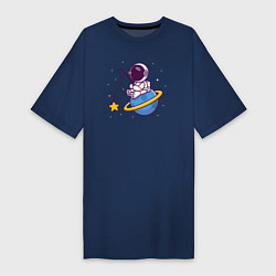 Женская футболка-платье Рыбалка на Сатурне
