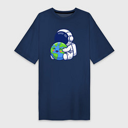 Женская футболка-платье Космонавт и Земля