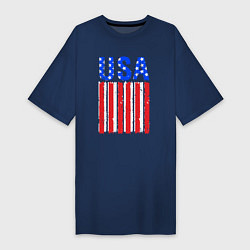 Футболка женская-платье America flag, цвет: тёмно-синий