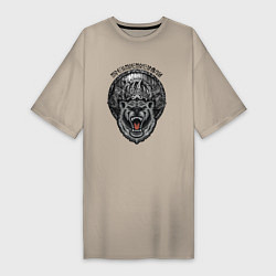 Женская футболка-платье Суровый медведь в символике с топорами