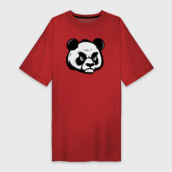 Футболка женская-платье Недовольная морда панды, цвет: красный