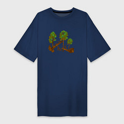Женская футболка-платье Медведи в сосновом лесу