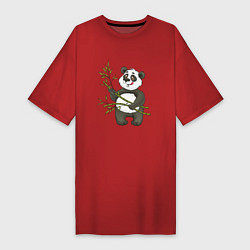 Женская футболка-платье Мультяшная панда с бамбуком