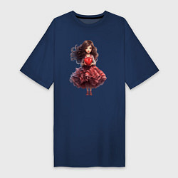 Женская футболка-платье Валентинка с сердцем