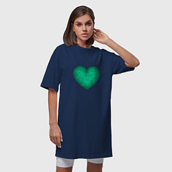 Футболка женская-платье Рисунок сердце бирюзового цвета, цвет: тёмно-синий — фото 2