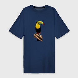 Футболка женская-платье Птица тукан, цвет: тёмно-синий