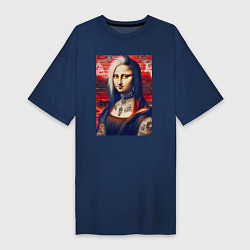 Женская футболка-платье Мона Лиза - панк в татухах