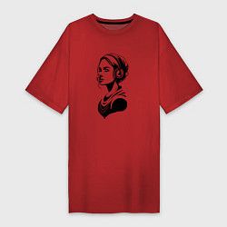 Футболка женская-платье Девушка с музыкой, цвет: красный