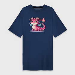 Женская футболка-платье Милый розовый дракончик
