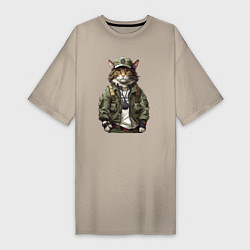 Женская футболка-платье Брутальный кот в форме