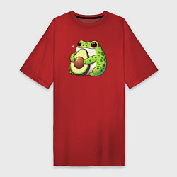 Женская футболка-платье Лягушка обнимает авокадо