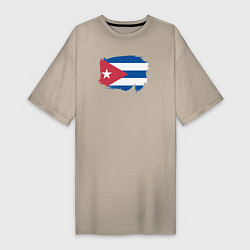 Футболка женская-платье Флаг Кубы, цвет: миндальный