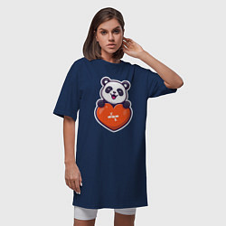 Футболка женская-платье Сердечная панда, цвет: тёмно-синий — фото 2