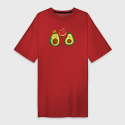 Футболка женская-платье Парочка авокадо, цвет: красный