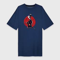 Женская футболка-платье Девушка самурай в маске