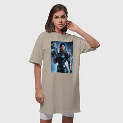 Футболка женская-платье Mass Effect -N7 armor, цвет: миндальный — фото 2