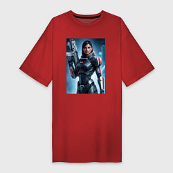 Футболка женская-платье Mass Effect -N7 armor, цвет: красный
