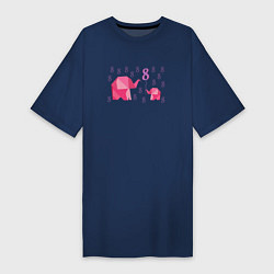 Женская футболка-платье Мама слониха и дочка слоненок в праздник 8 марта