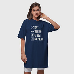 Футболка женская-платье Eat sleep gym repeat, цвет: тёмно-синий — фото 2
