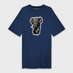 Футболка женская-платье Большой африканский слон, цвет: тёмно-синий