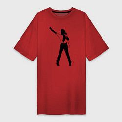 Женская футболка-платье Черный силуэт кричащего Джексона