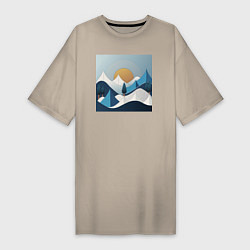 Женская футболка-платье Горный пейзаж - абстракция с горами
